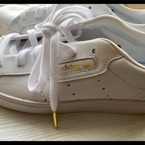 White Adidas Tennis Shoes, Size 8.5